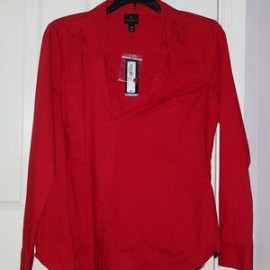 Worthington Womens Petite Medium Red Blouse